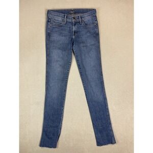 Mother Jeans Womens 26‎ Blue The Ponyboy Fray Skinny Raw Hem Low Rise Denim